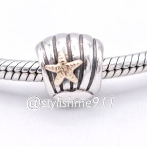 Authentic PANDORA Retired Sea Shell Charm with 14K Gold